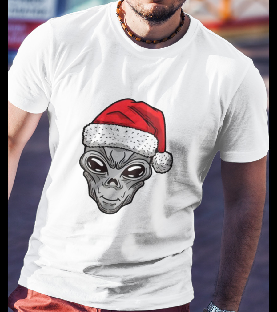 Xmas Santa Hat Alien Christmas T-Shirt