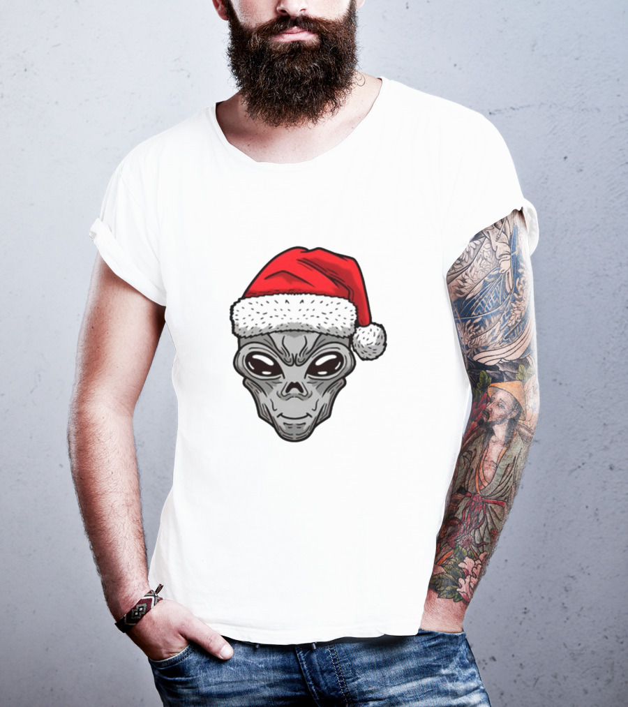 Xmas Santa Hat Alien Christmas T-Shirt