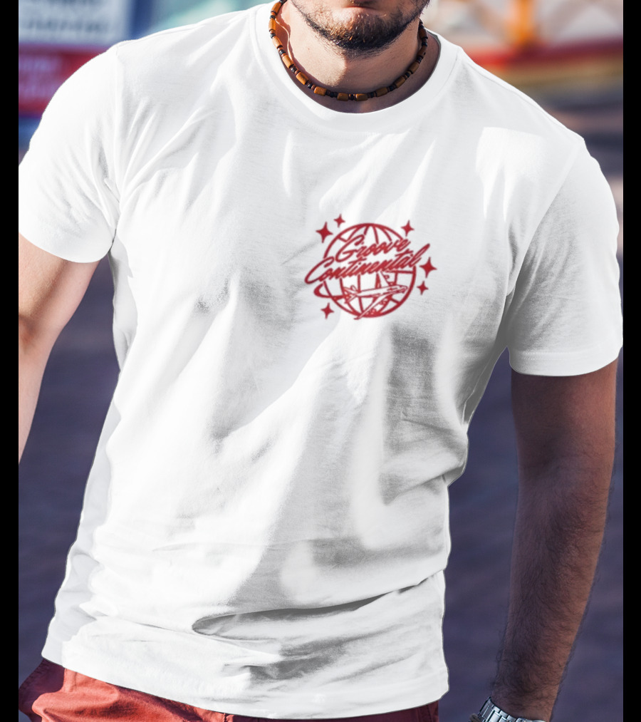 Yung Bae Groove Continental Red Globe Graphic With Stars T-Shirt