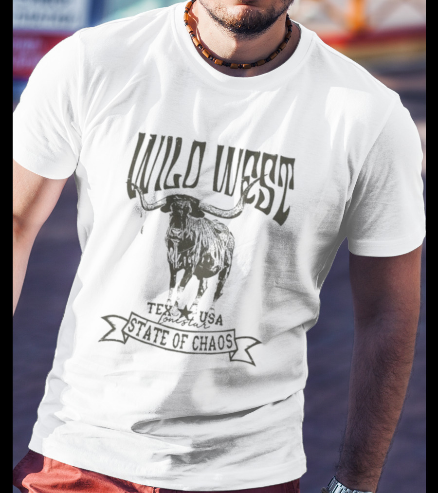 Wild West Texas USA State Of Chaos Longhorn T-Shirt