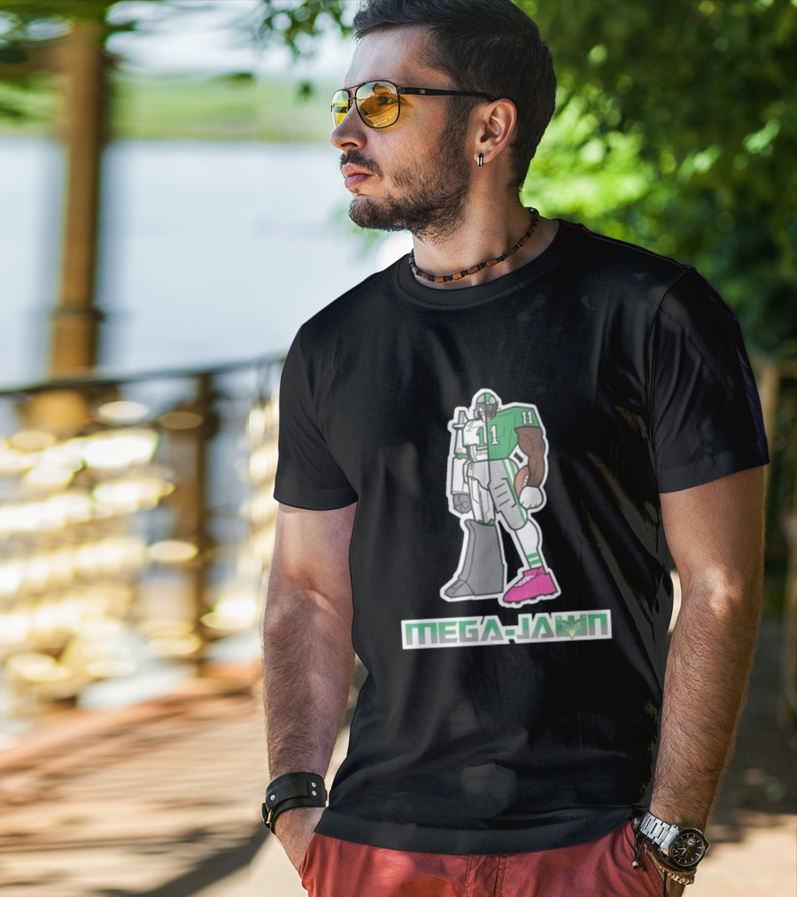 Phillygoat Mega-Jawn Football Robot Player 11 Green Pink Cleat T-Shirt