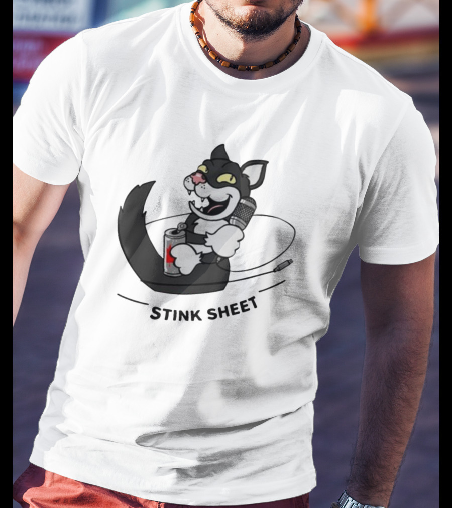 Podcast Psy Op Division Cat With Microphone And Spray Can Stink Sheet T-Shirt