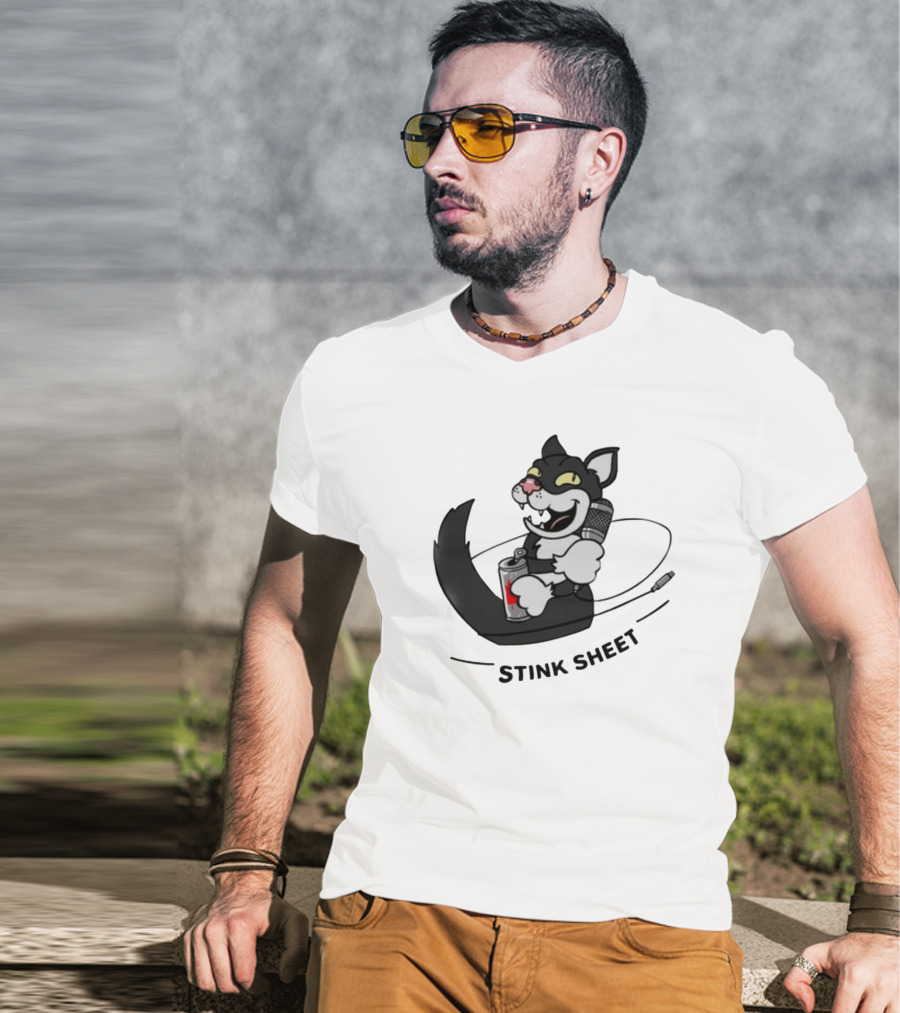 Podcast Psy Op Division Cat With Microphone And Spray Can Stink Sheet T-Shirt