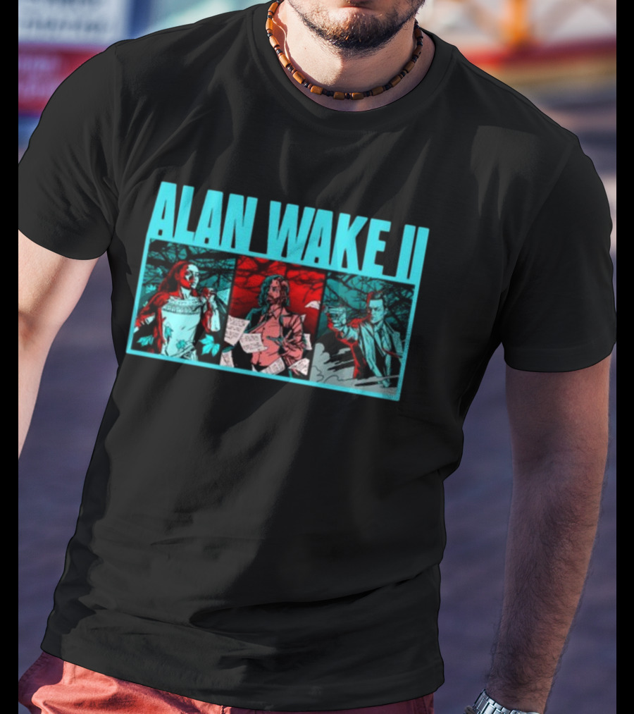 ALAN WAKE II Comic Style Three Panel T-Shirt