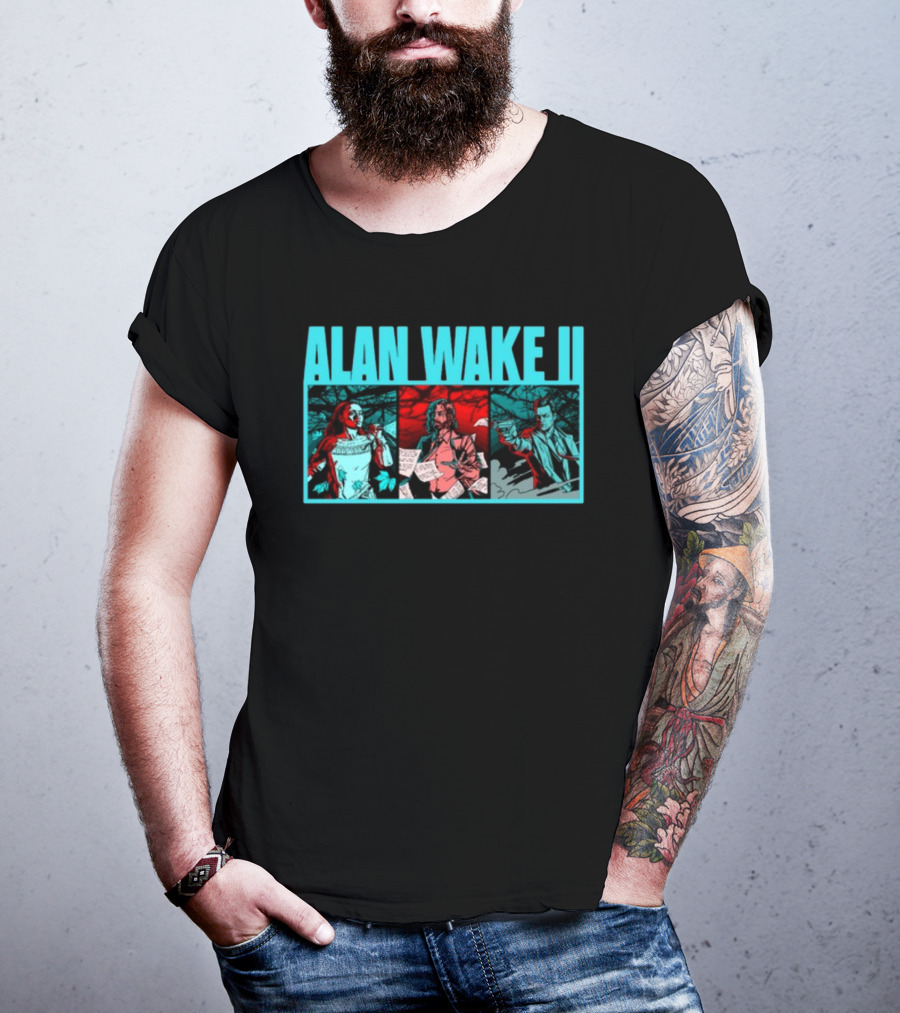 ALAN WAKE II Comic Style Three Panel T-Shirt