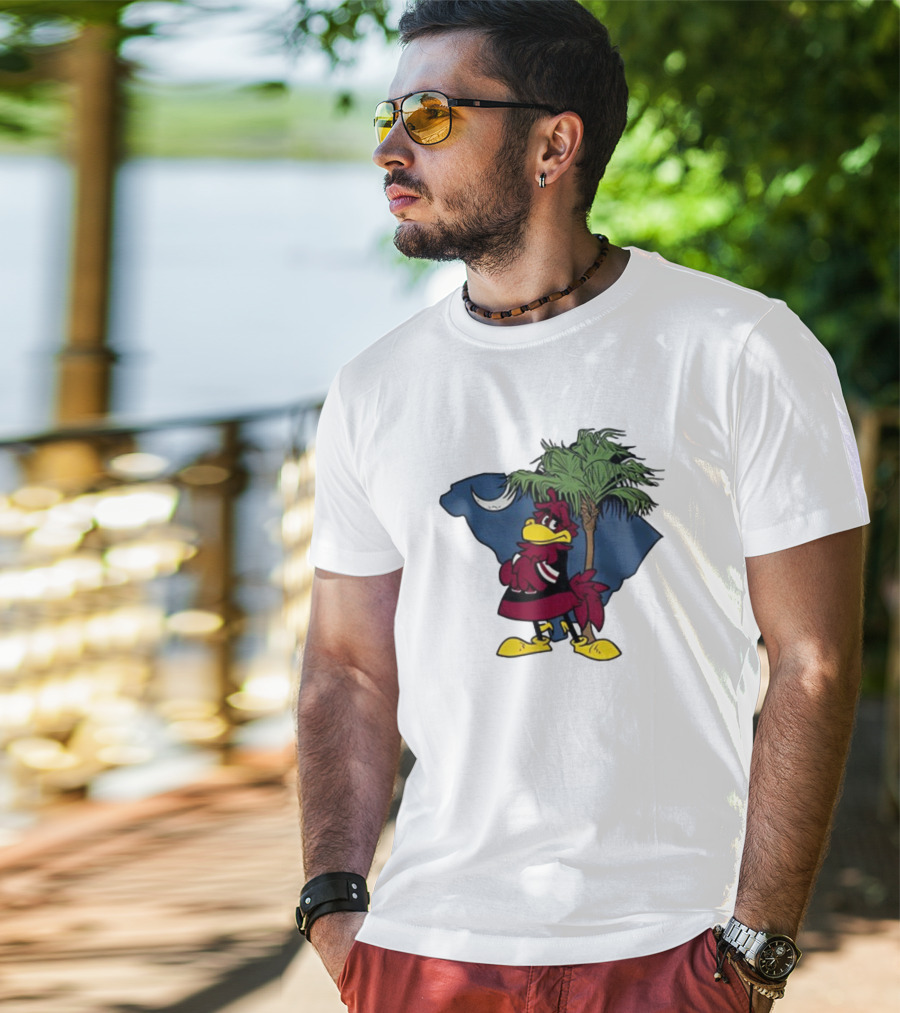 South Carolina Gamecock With Palmetto And Crescent Moon T-Shirt