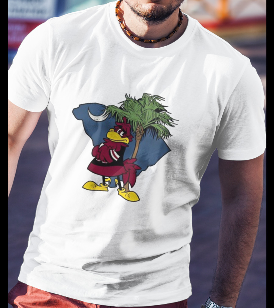 South Carolina Gamecock With Palmetto And Crescent Moon T-Shirt