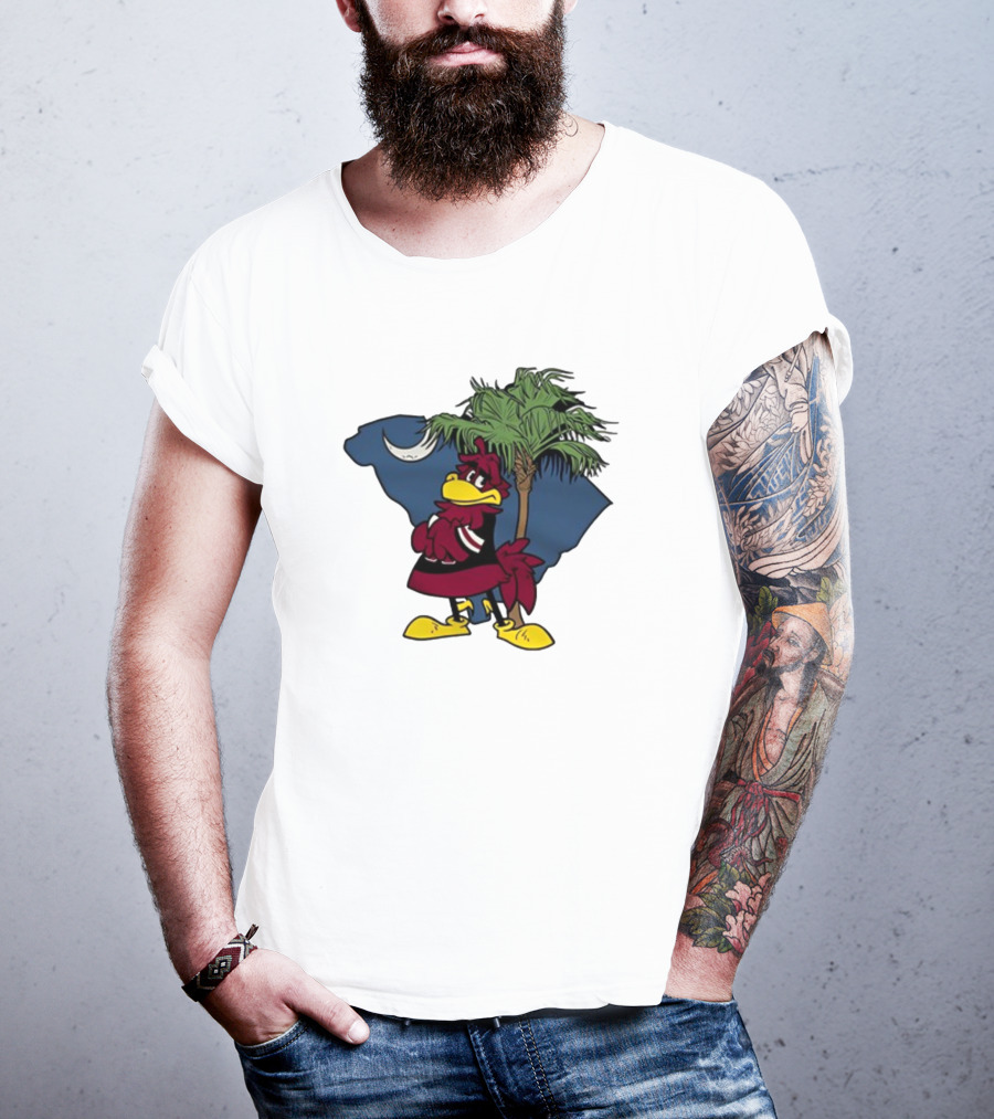 South Carolina Gamecock With Palmetto And Crescent Moon T-Shirt