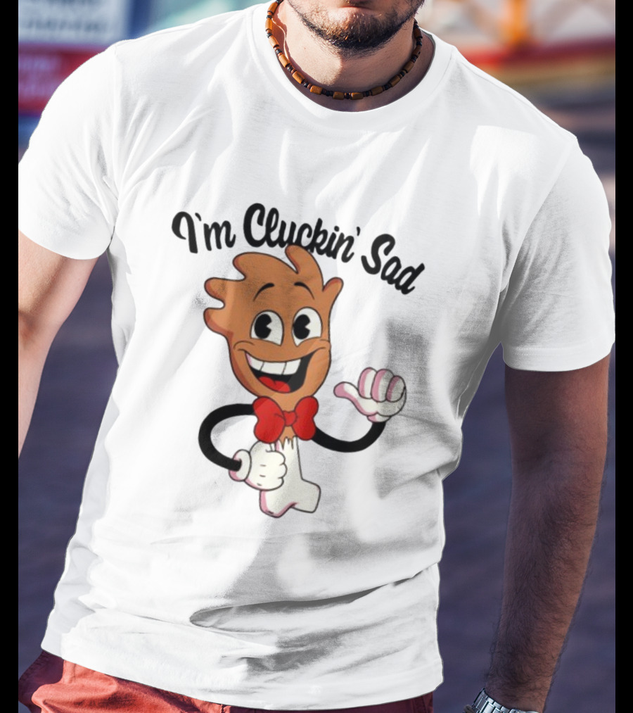 I'm Cluckin' Sad Cartoon Drumstick Character Bow Tie T-Shirt