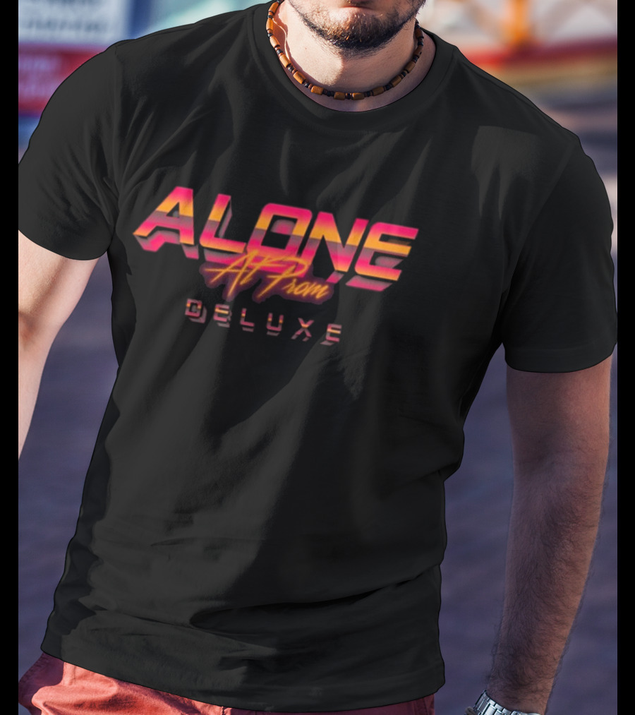 Alone At Prom Deluxe Retro 3D Neon Text T-Shirt
