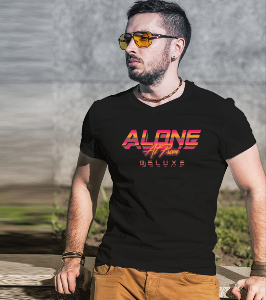 Alone At Prom Deluxe Retro 3D Neon Text T-Shirt