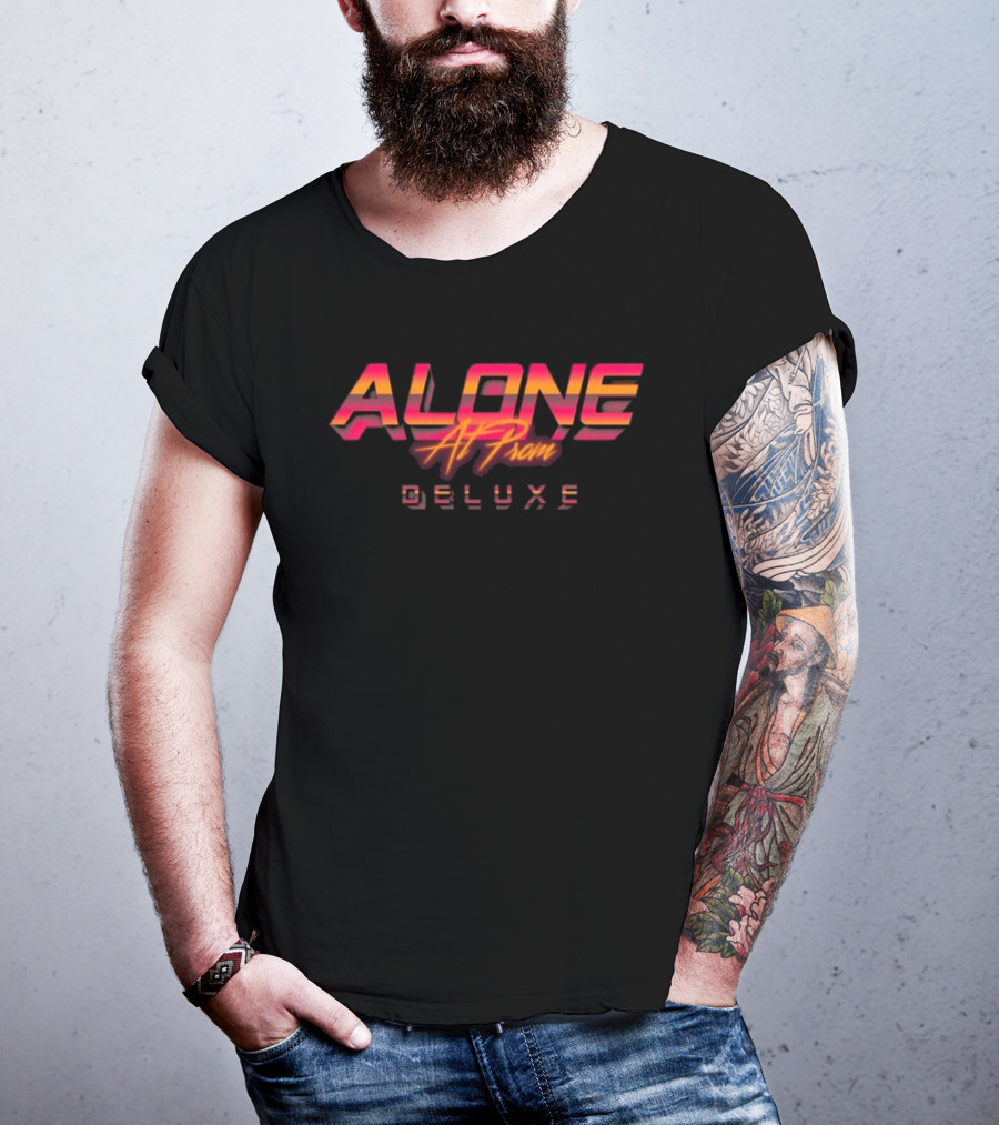 Alone At Prom Deluxe Retro 3D Neon Text T-Shirt