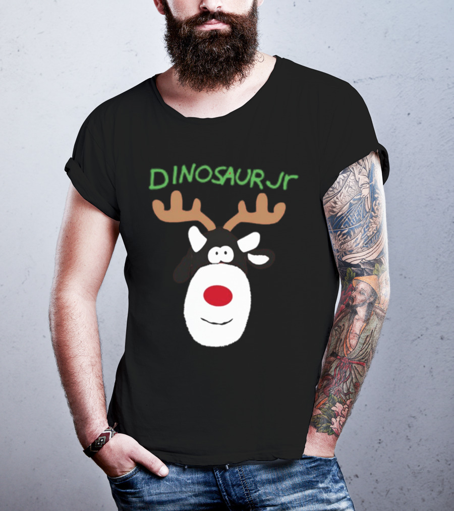 Dinosaur Jr Reindeer With Red Nose And Antlers T-Shirt