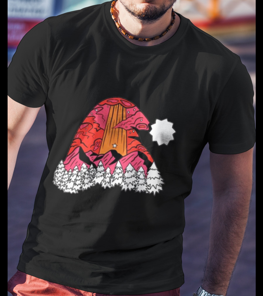 Home Free Texas Hill Christmas Santa Hat Mountain Scene T-Shirt