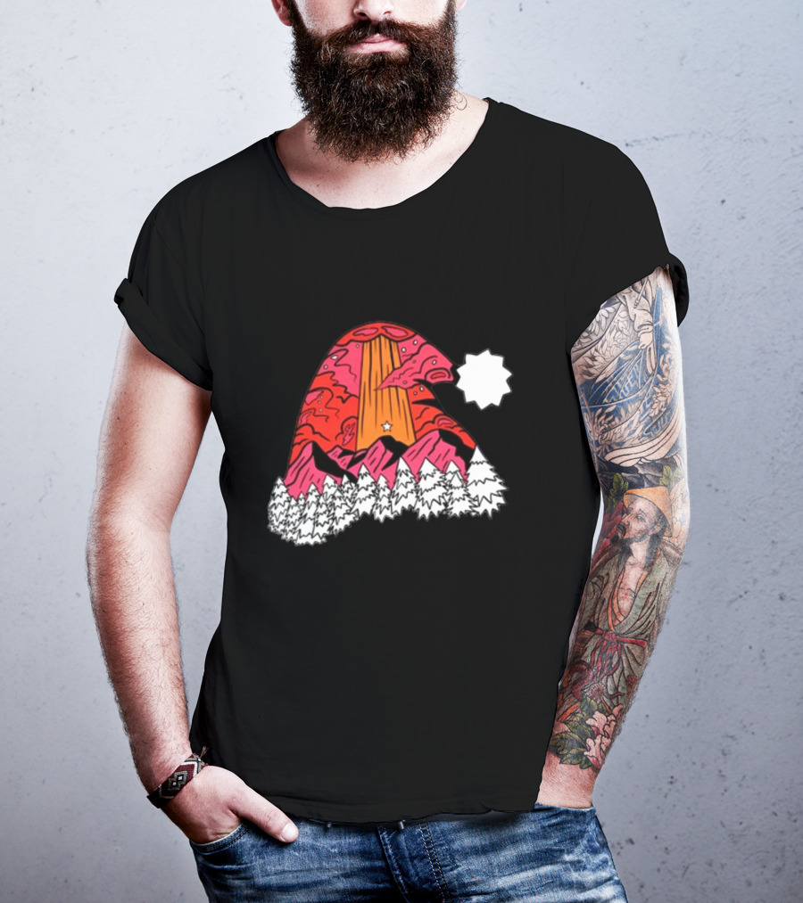 Home Free Texas Hill Christmas Santa Hat Mountain Scene T-Shirt