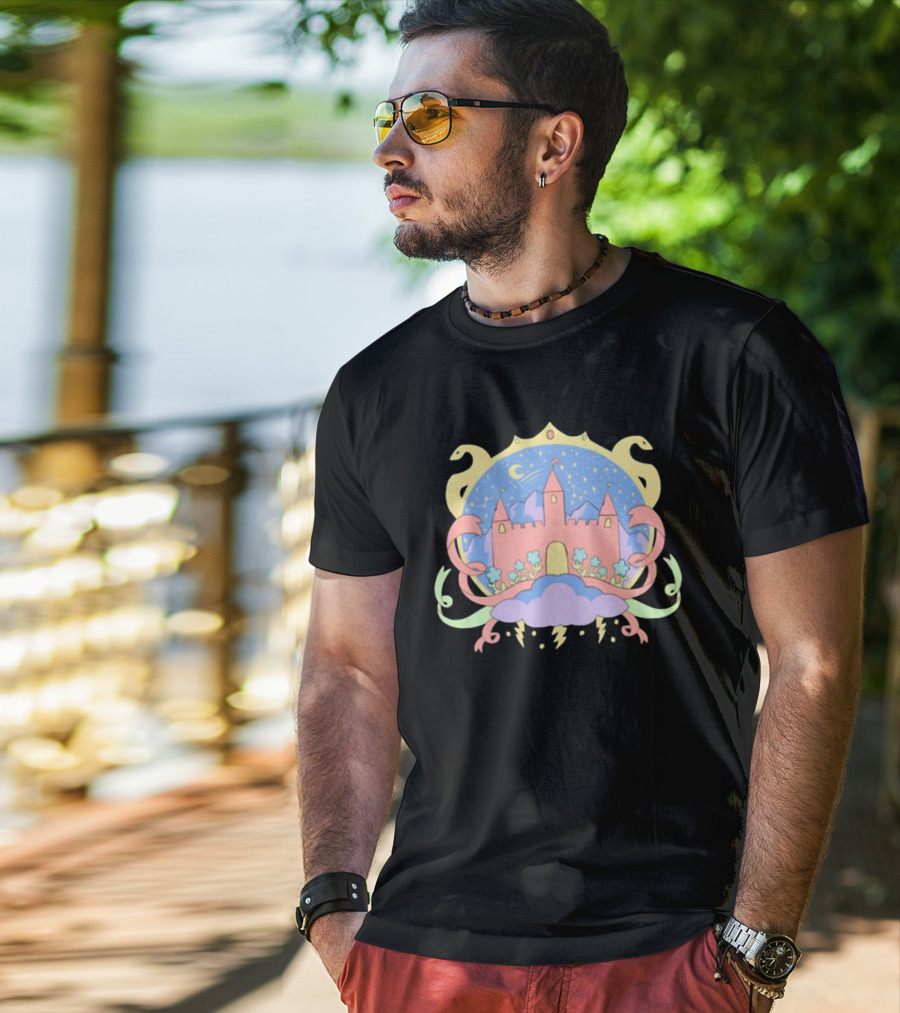 Holiday Castle Mystical Night With Serpents, Clouds, And Lightning T-Shirt