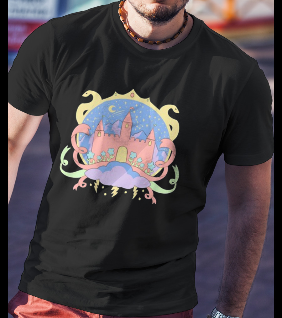 Holiday Castle Mystical Night With Serpents, Clouds, And Lightning T-Shirt