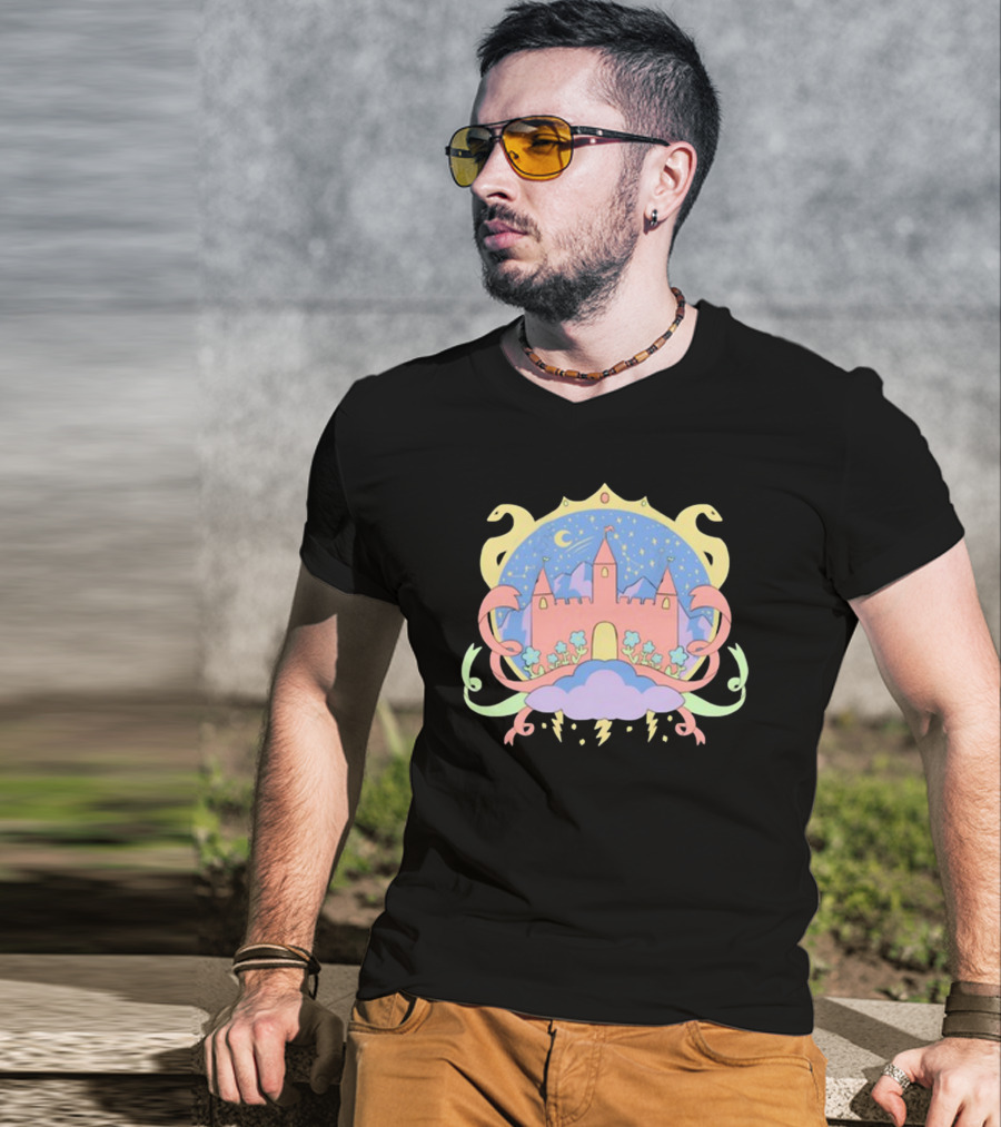 Holiday Castle Mystical Night With Serpents, Clouds, And Lightning T-Shirt