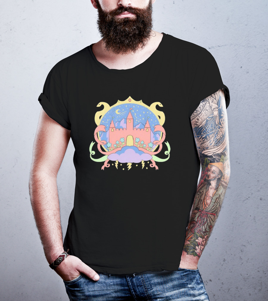 Holiday Castle Mystical Night With Serpents, Clouds, And Lightning T-Shirt