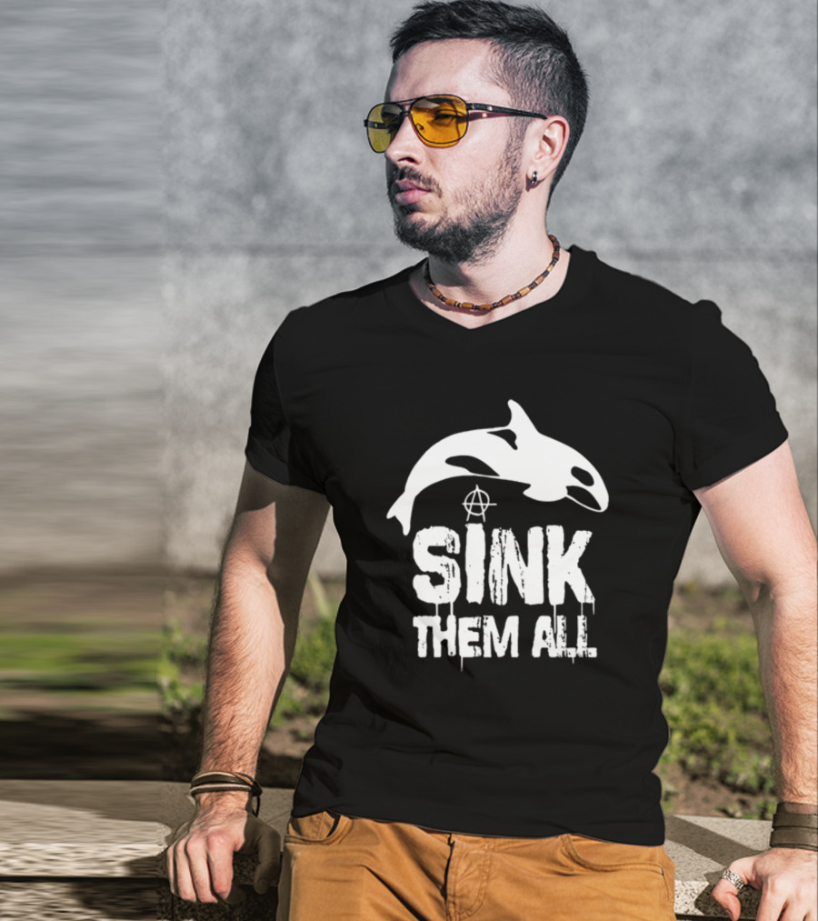 Antifascist Orca Sink Them All Anarchy T-Shirt