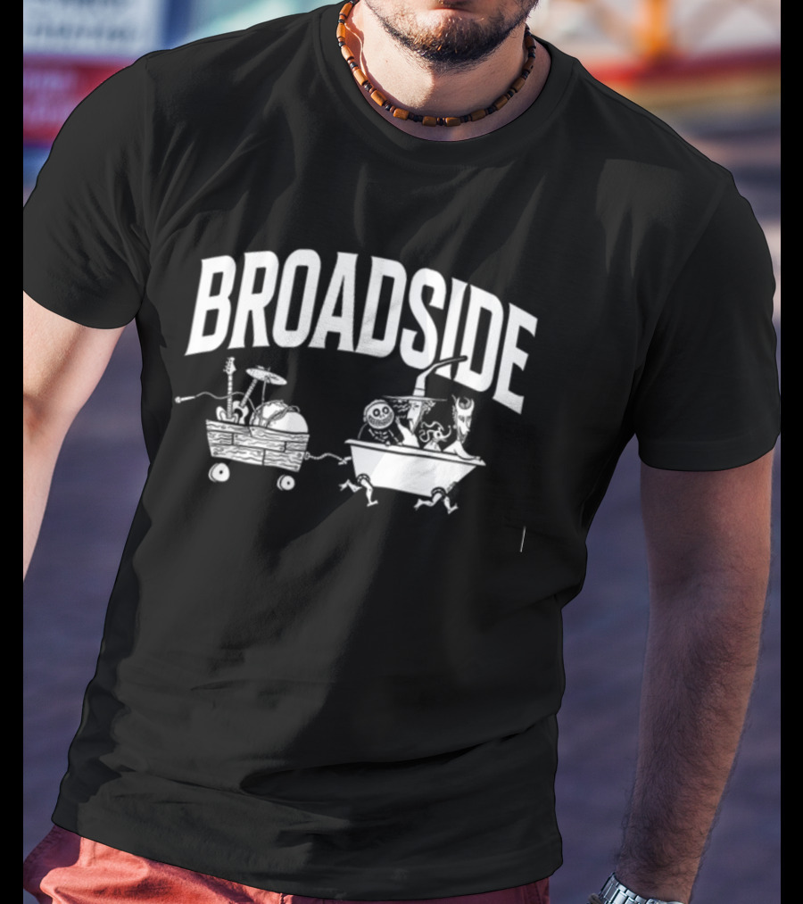 Broadside Boogie Boys Skeletons With Instruments In Wagon And Bathtub T-Shirt