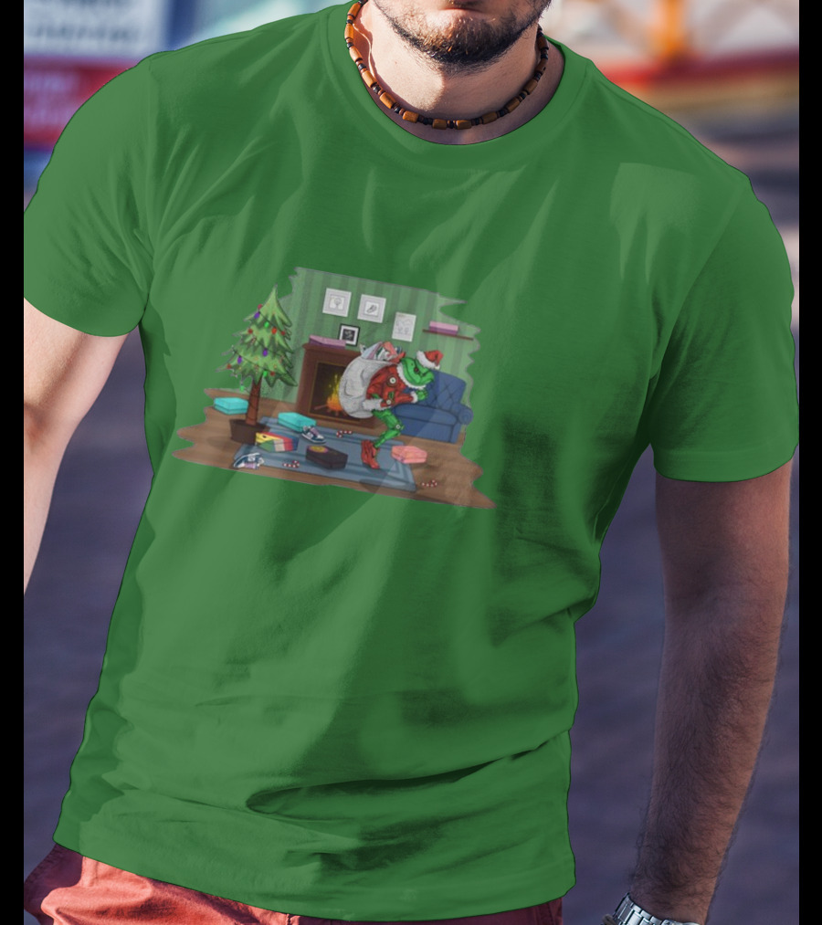 How The Grinch Stole Sneakers Stealing Colorful Boxes By Christmas Tree T-Shirt