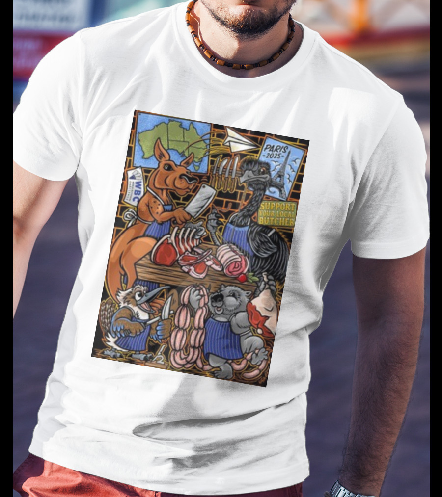 Sigh13 Paris 2025 Support Your Local Butcher WBC Wildlife Butcher Crew T-Shirt