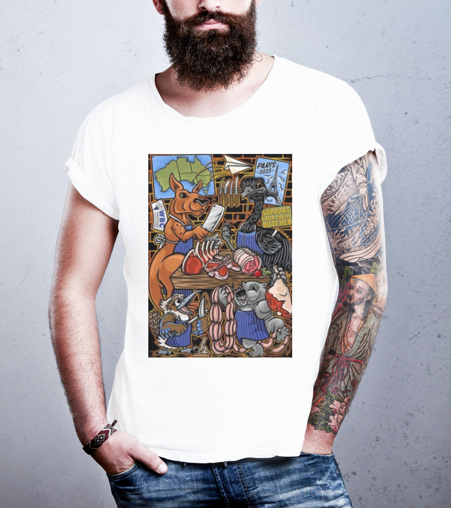 Sigh13 Paris 2025 Support Your Local Butcher WBC Wildlife Butcher Crew T-Shirt