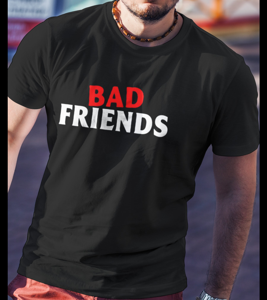 Bad Friends Podcast Logo Red White T-Shirt