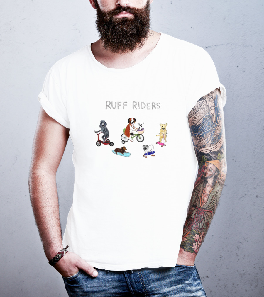 RUFF RIDERS Poodles Boxers Bulldogs Skateboards Scooters Bicycles T-Shirt