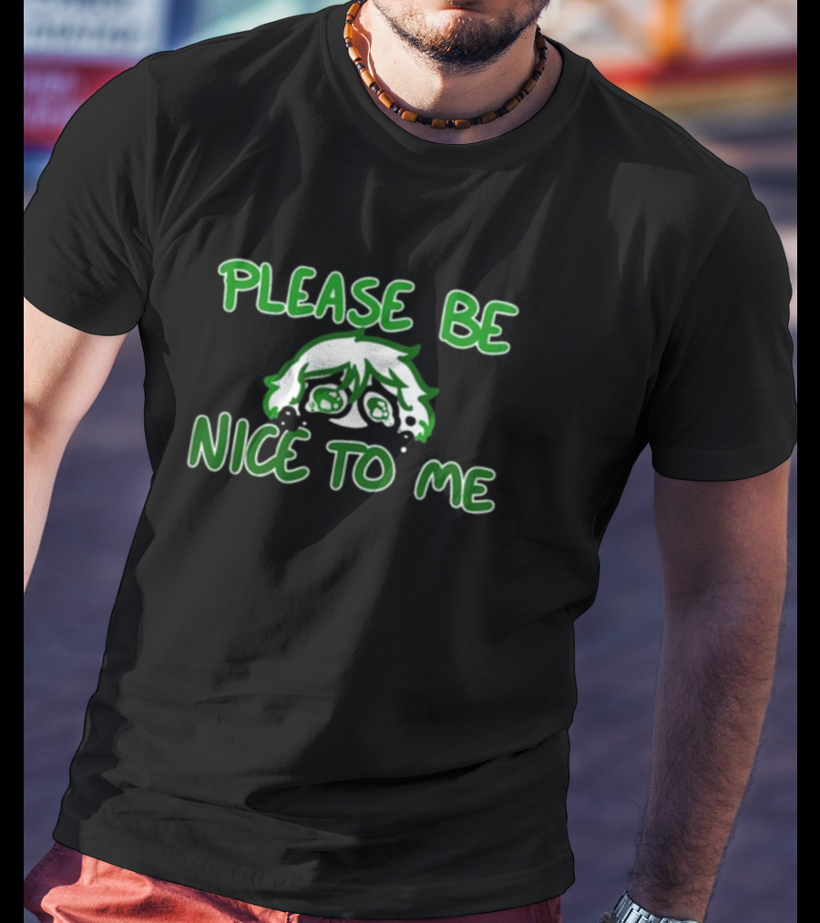 Saucer-Eyed Sadboi Please Be Nice To Me Crying Face T-Shirt
