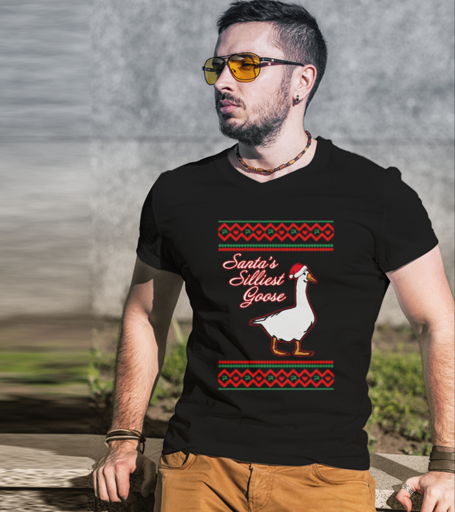 Santa's Silliest Goose Festive Holiday T-Shirt