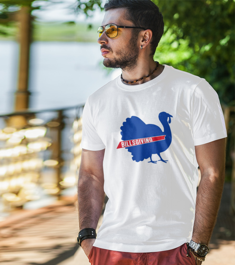Billsgiving Turkey With Blue And Red T-Shirt