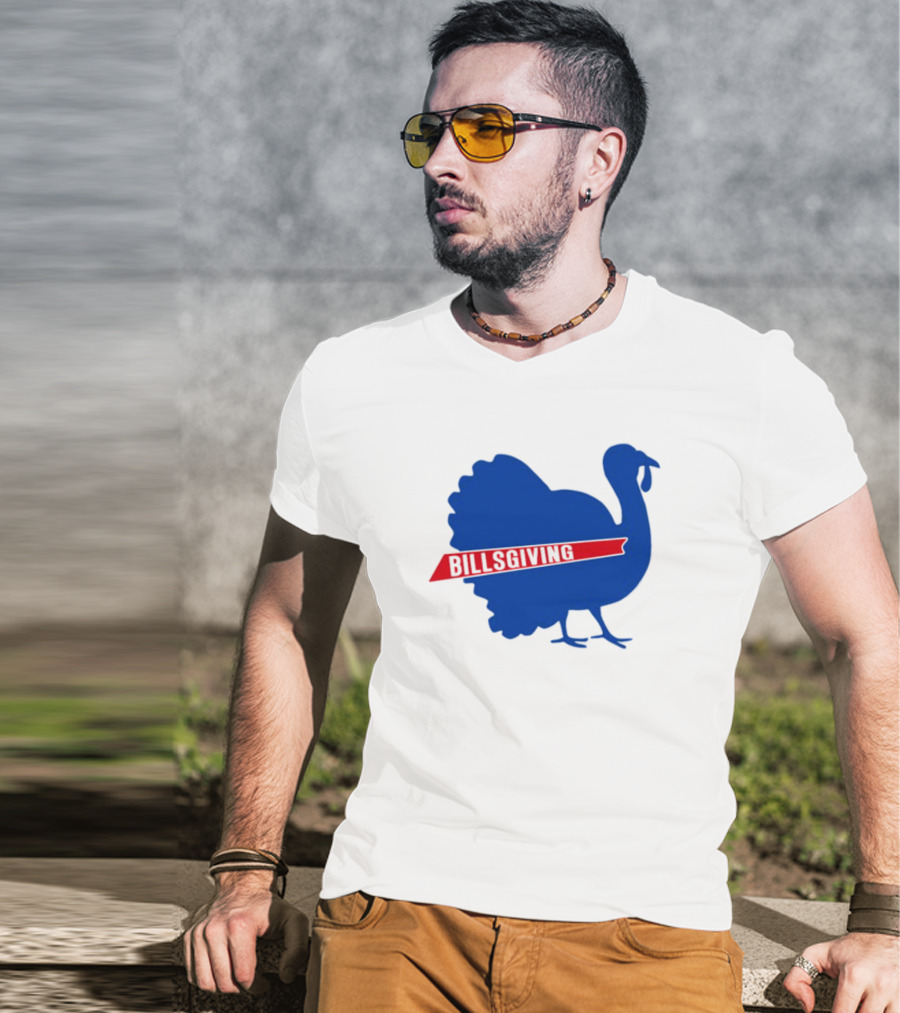 Billsgiving Turkey With Blue And Red T-Shirt