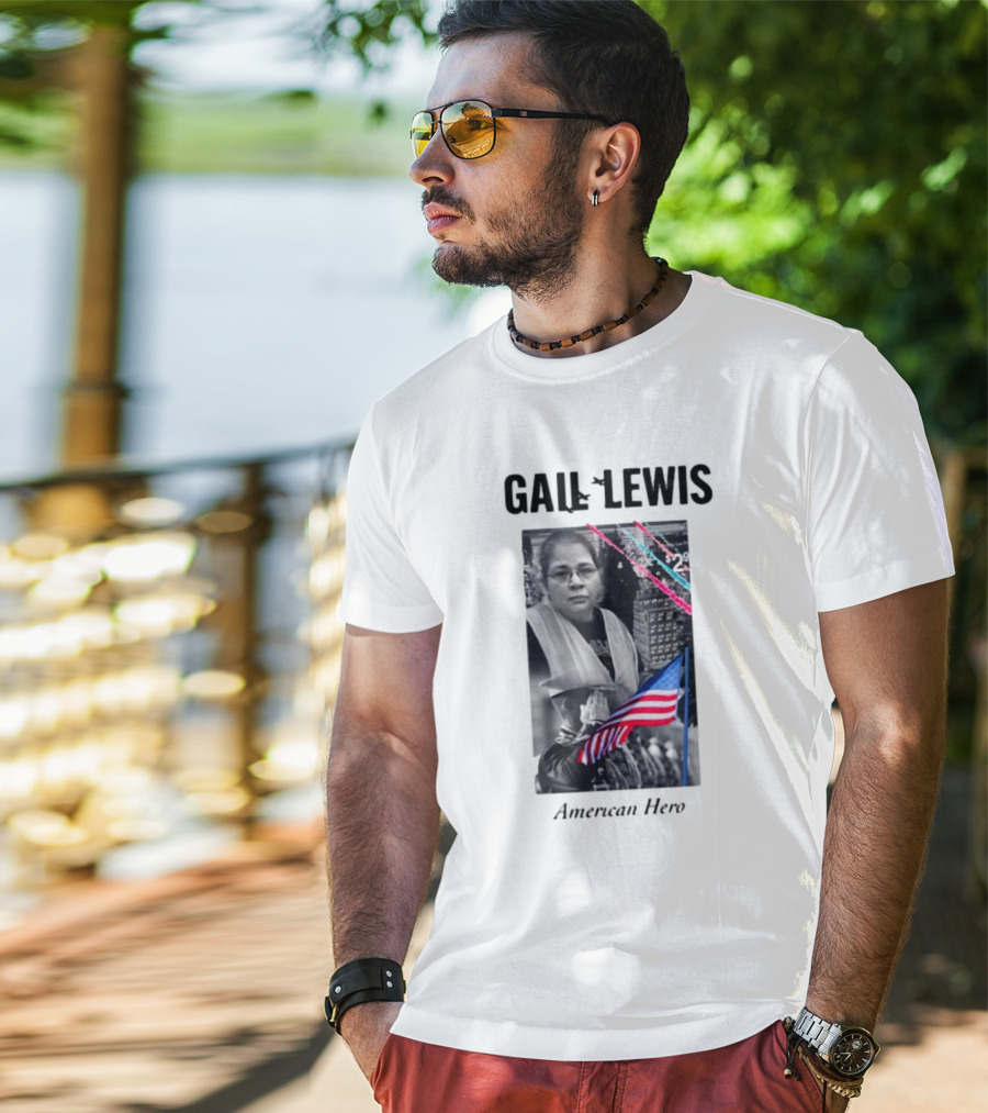 Gail Lewis American Hero Holding Flag Patriotic T-Shirt