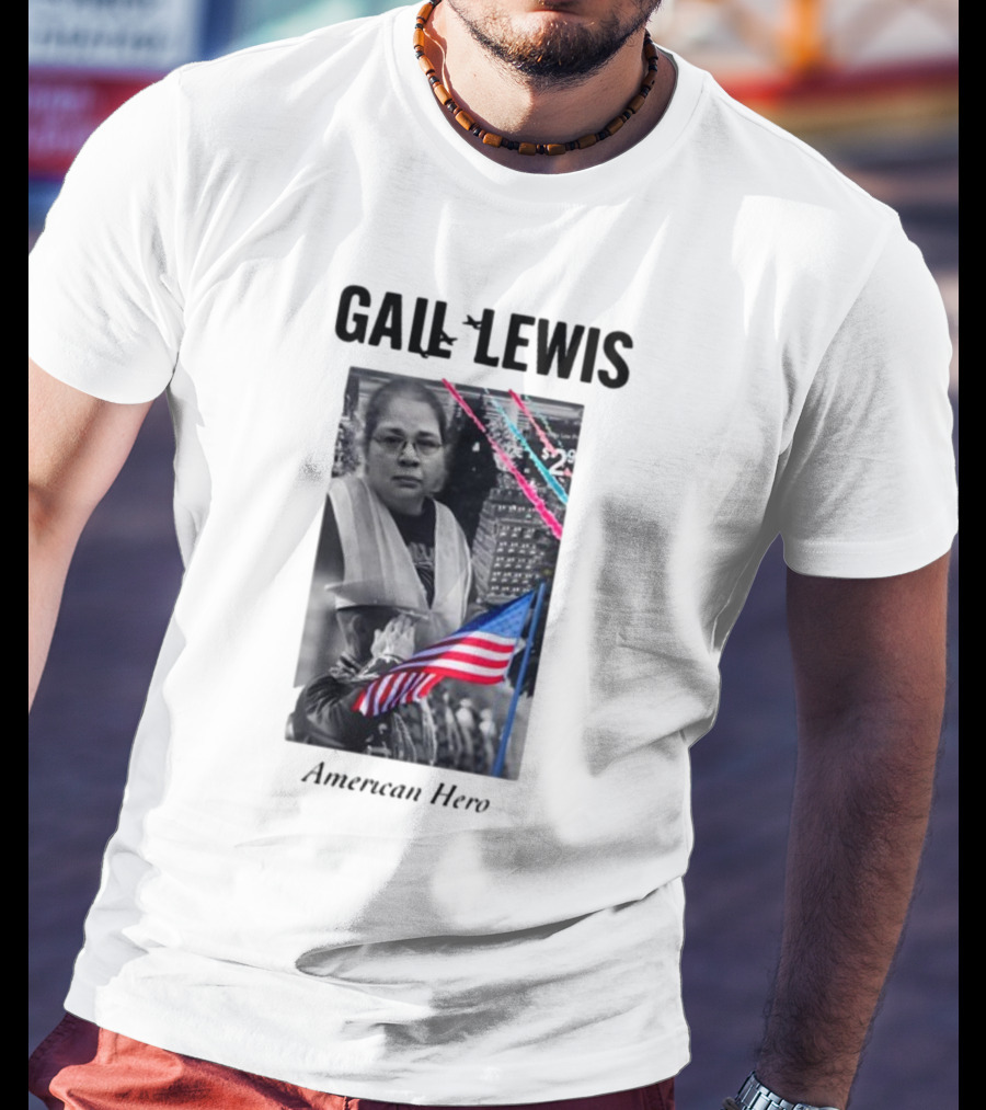 Gail Lewis American Hero Holding Flag Patriotic T-Shirt