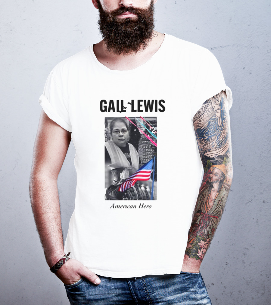 Gail Lewis American Hero Holding Flag Patriotic T-Shirt