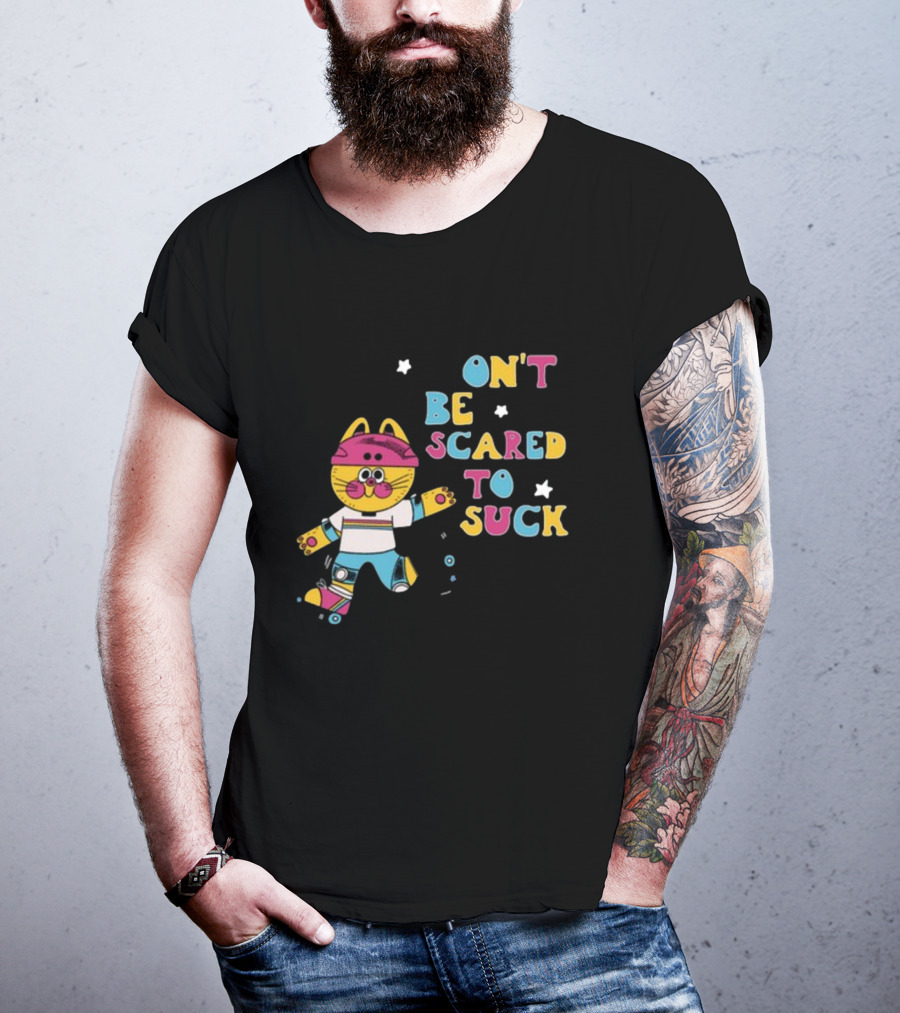 Don't Be Scared To Suck Pinkgabbercat Skateboarding Cat T-Shirt