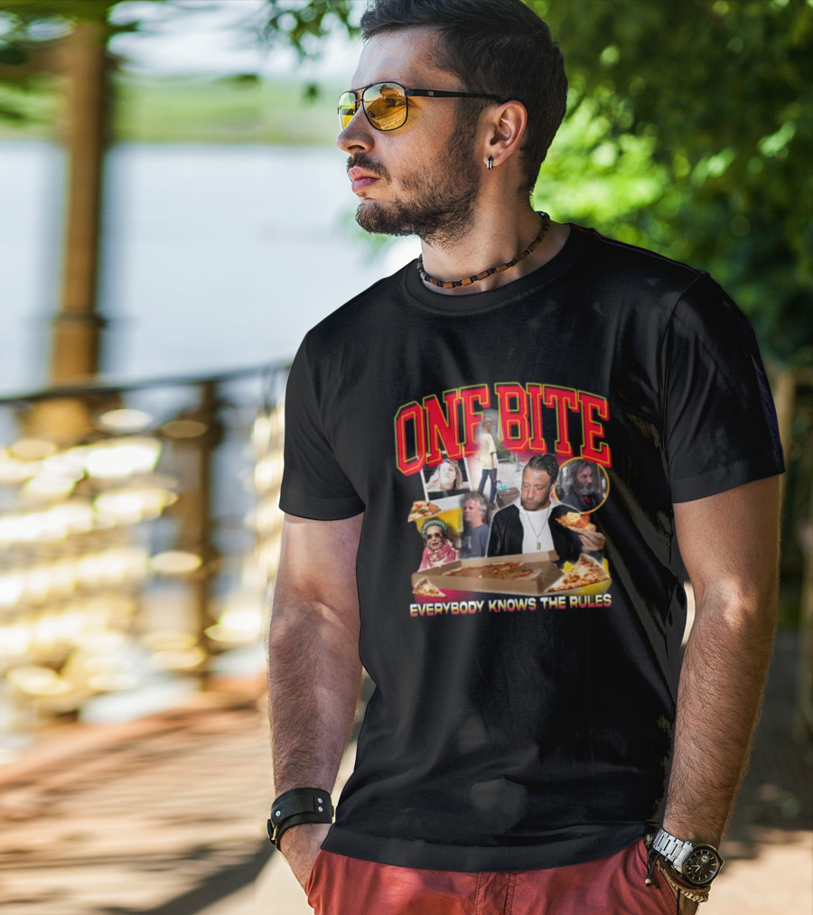 One Bite Everybody Knows The Rules Dave Portnoy Pizza Review Collage T-Shirt