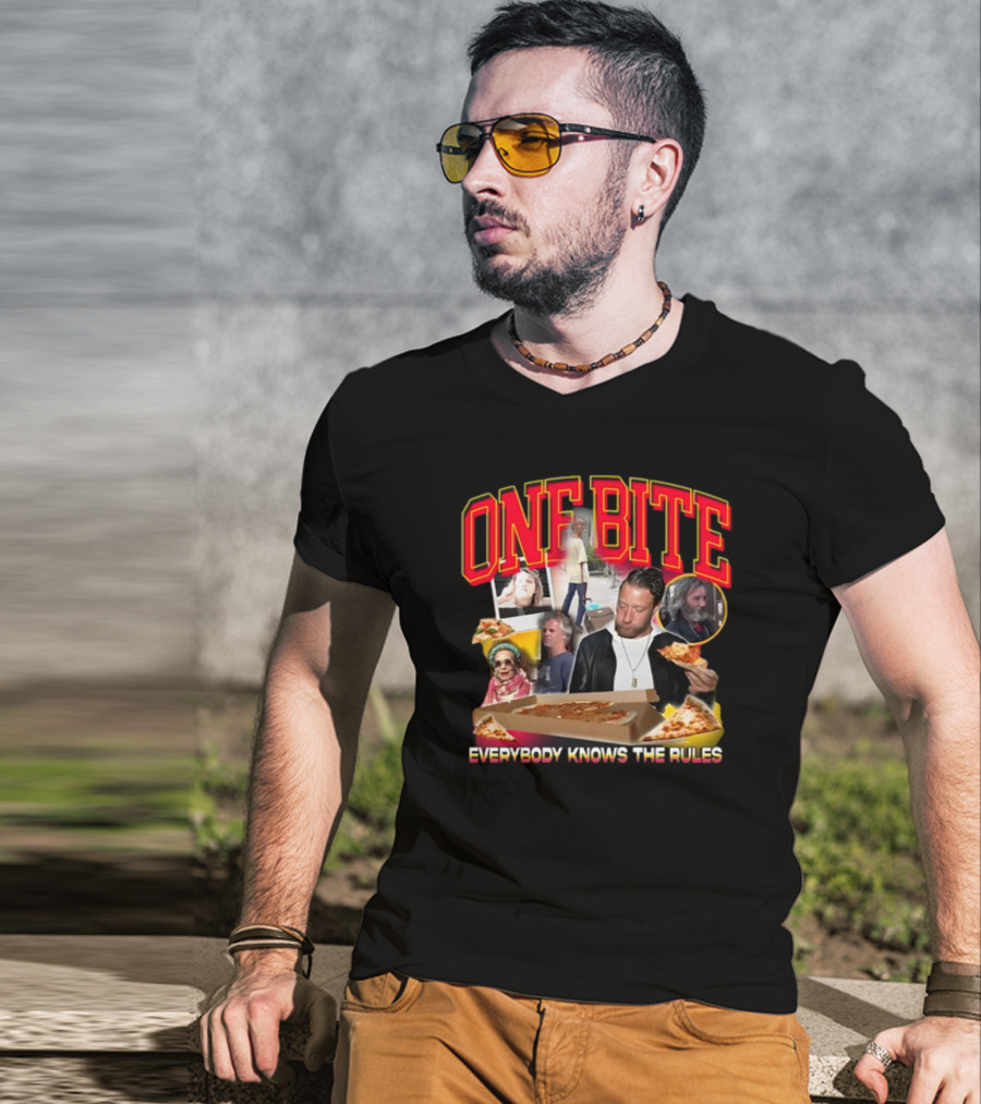 One Bite Everybody Knows The Rules Dave Portnoy Pizza Review Collage T-Shirt