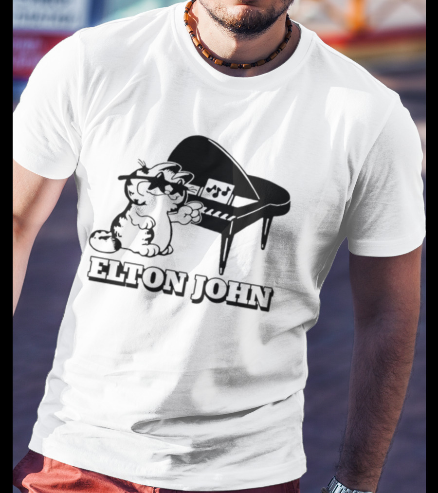 Garf At The Piano With Elton John Motif T-Shirt