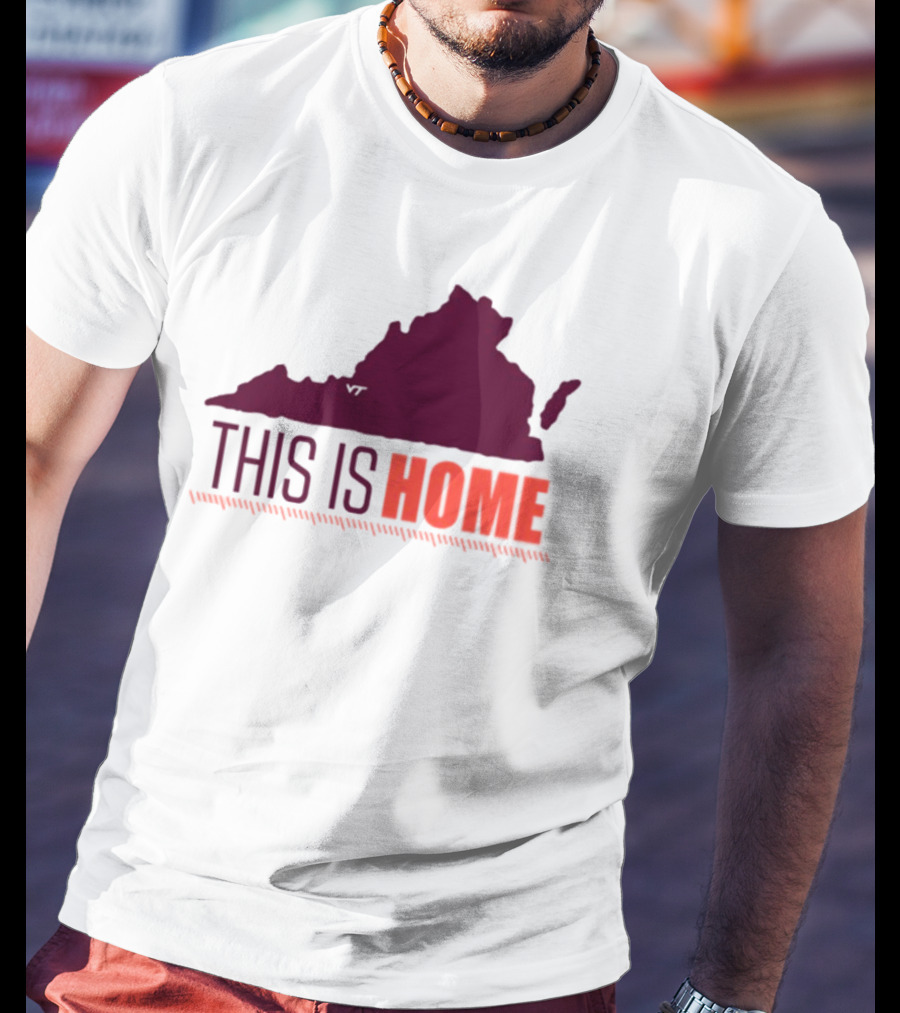 Virginia Tech Football Win This Is Home Virginia Outline T-Shirt