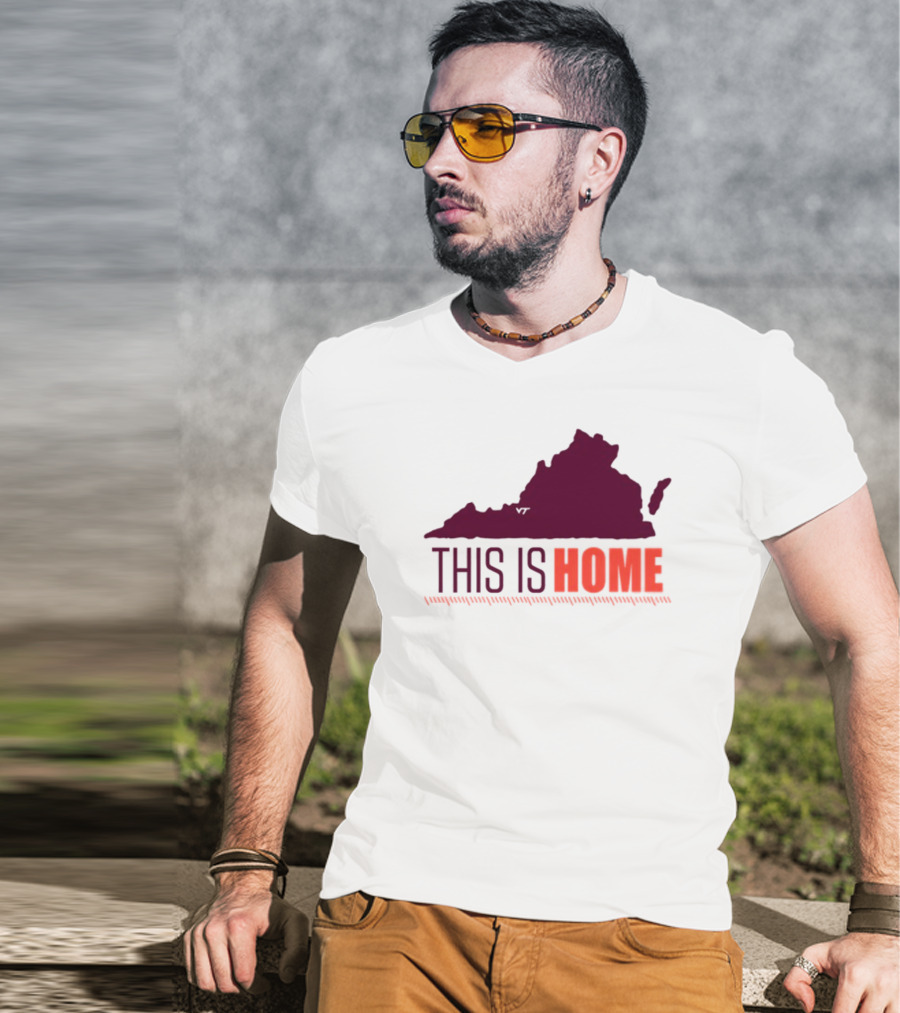 Virginia Tech Football Win This Is Home Virginia Outline T-Shirt