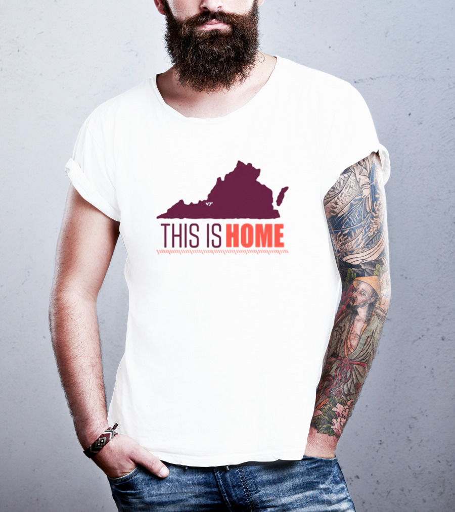 Virginia Tech Football Win This Is Home Virginia Outline T-Shirt