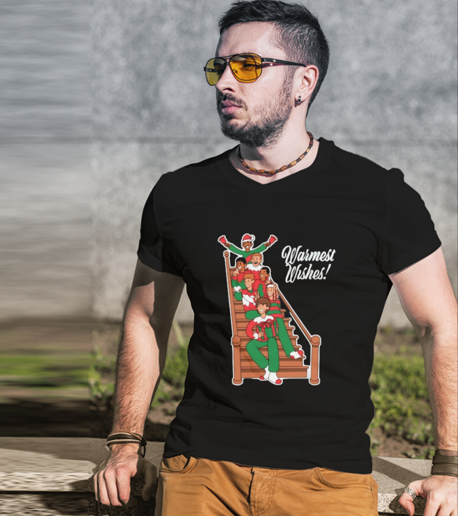 Warmest Wishes Holiday Family Celebration On Stairs T-Shirt