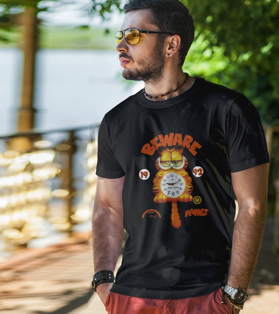 Beware Market Garfield 1992 Times And Waits Clock M T-Shirt