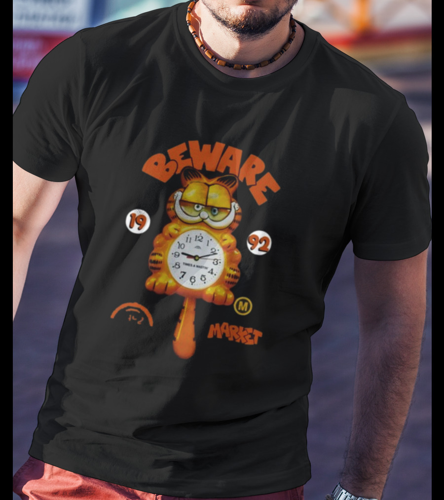 Beware Market Garfield 1992 Times And Waits Clock M T-Shirt