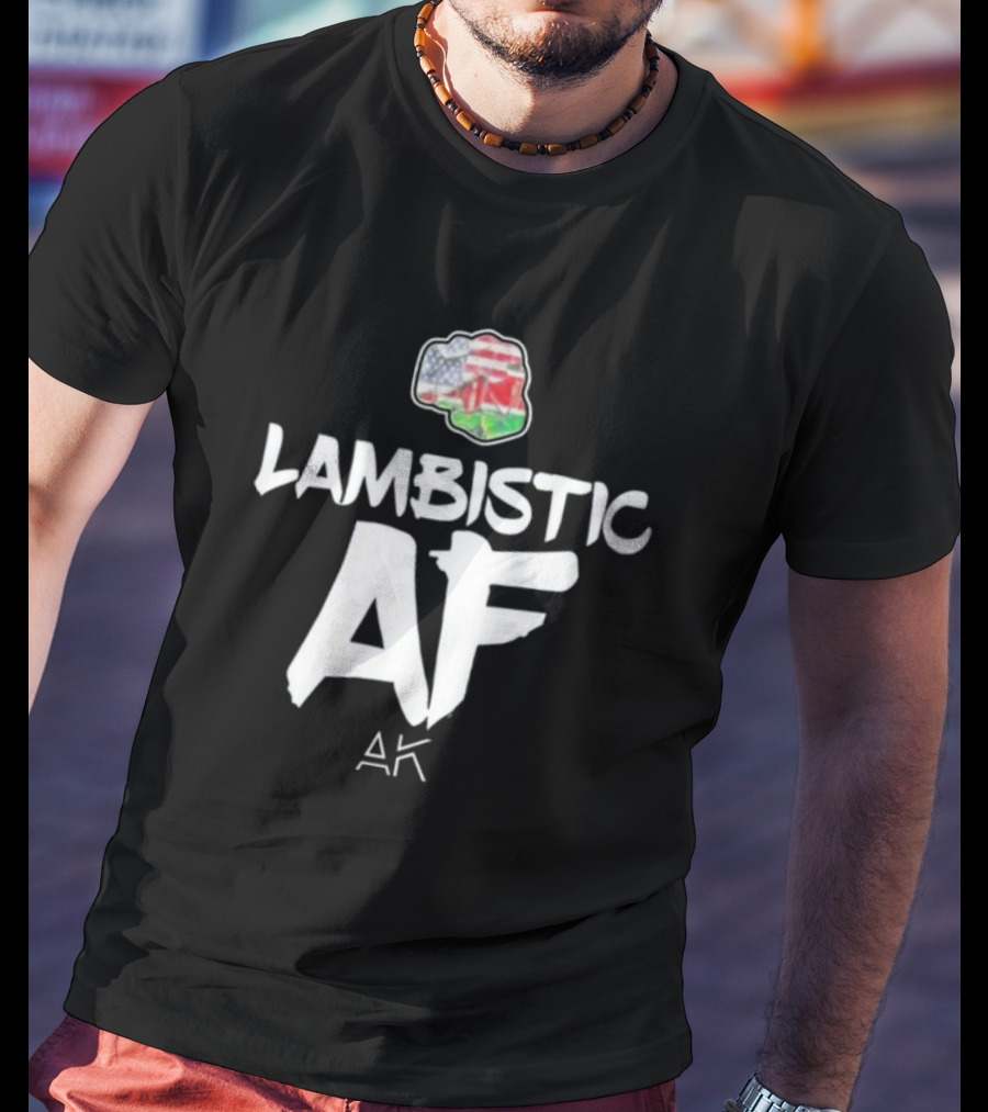 Lambistic AF American Kenyan Flag Map T-Shirt