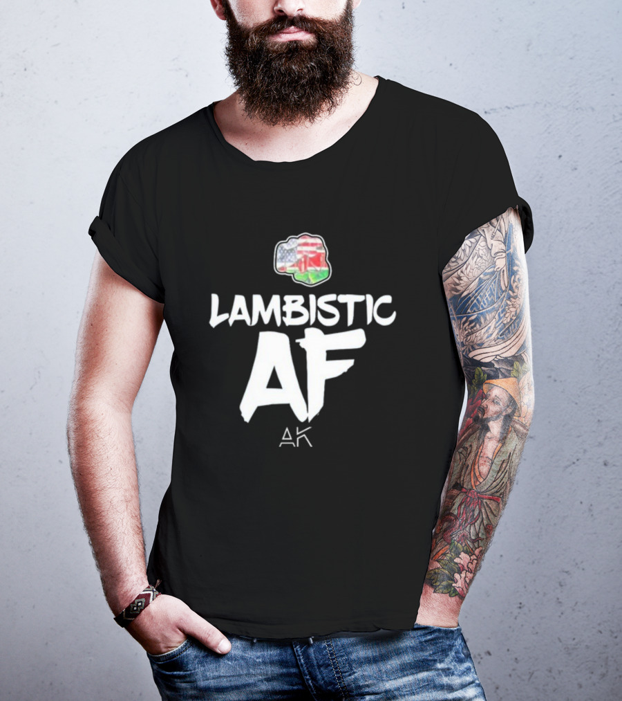 Lambistic AF American Kenyan Flag Map T-Shirt