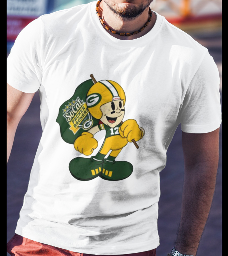 Socal Packer Backers 12 Retro Cartoon Football Character T-Shirt